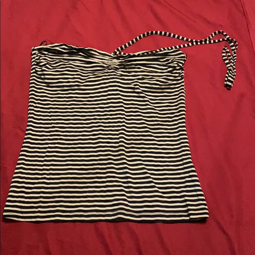 Tube top with halter top strings.